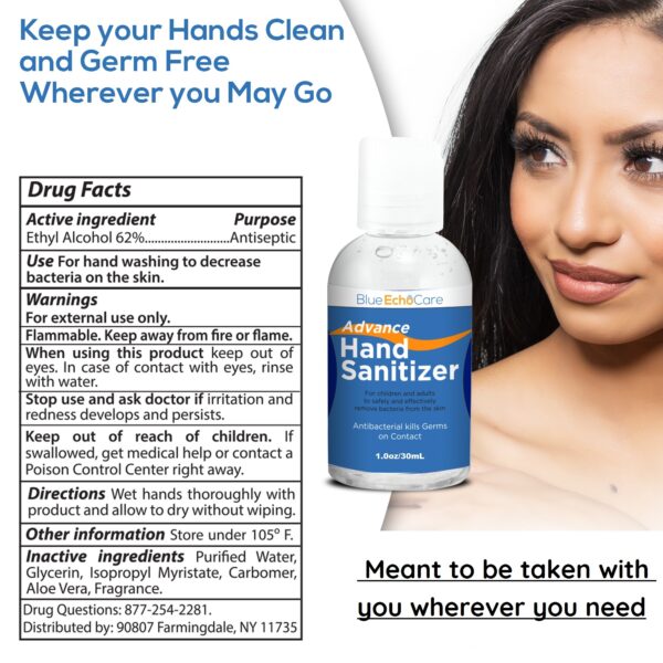 Antibacterial Hand Sanitizer - 62% Isopropyl Alcohol Based Solution -12 Bottles of 1oz per purchase - Made in the USA - Perfect For on The Go Travel - Image 5