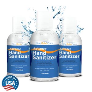 Antibacterial Hand Sanitizer - 62% Isopropyl Alcohol Based Solution -12 Bottles of 1oz per purchase - Made in the USA - Perfect For on The Go Travel