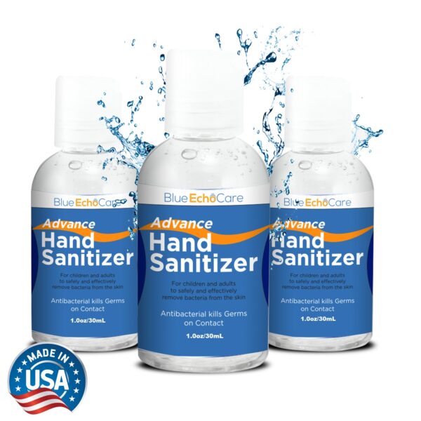 Antibacterial Hand Sanitizer - 62% Isopropyl Alcohol Based Solution -12 Bottles of 1oz per purchase - Made in the USA - Perfect For on The Go Travel