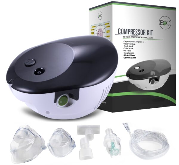 Ultra Compact Nebulizer with 20 Filters, Carrying Case, 1 Adult Mask, 1 Child Mask, Solution Cup! For Kids and Adults