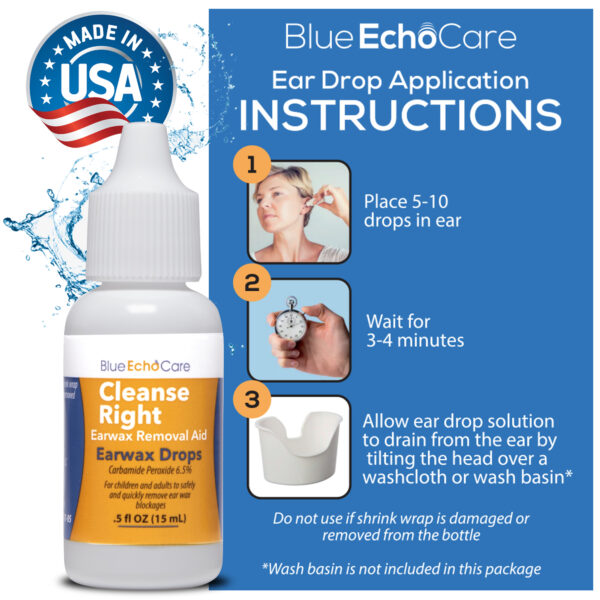 Cleanse Right Ear Wax Drops, USA Made Ear Wax Removal Drops, 1 Bottle of .5OZ, to Remove Earwax Blockages - Safe and Easy to Use Ear Cleaner - Irrigation for Adults and Kids - Image 3