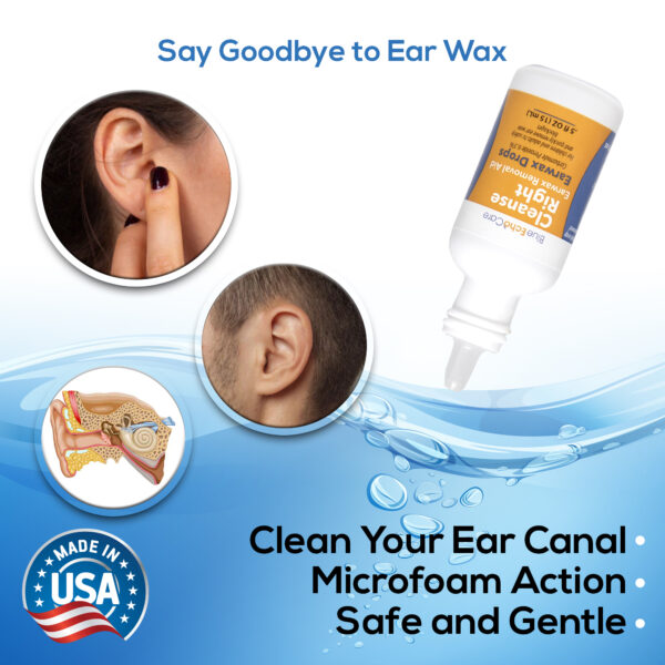 Cleanse Right Ear Wax Drops, USA Made Ear Wax Removal Drops, 1 Bottle of .5OZ, to Remove Earwax Blockages - Safe and Easy to Use Ear Cleaner - Irrigation for Adults and Kids - Image 2