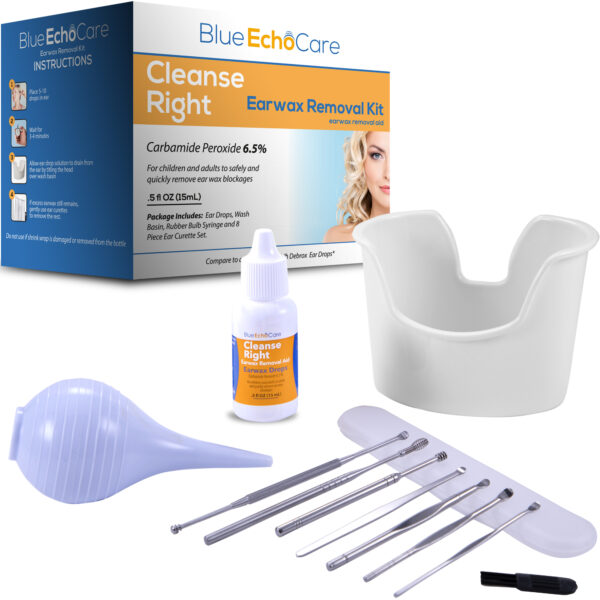 Cleanse Right 2nd Generation USA Made 1 Bottle of .5OZ Ear Drops and Ear Wax Removal Tool Kit, 8 PCS pick set, Wash Basin, Bulb Syringe Remove Earwax Blockage, Cleaner, Irrigation Tool