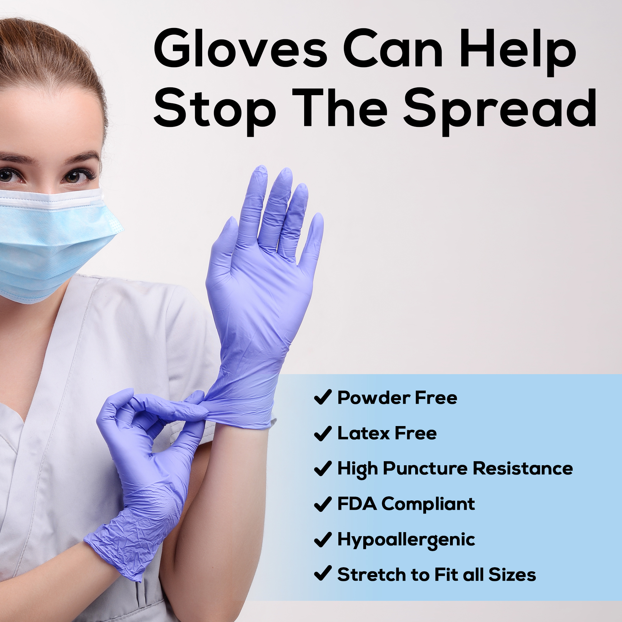 Wellness To Go Kit - Includes 10 Face Masks, 2 bottle 2oz Alcohol based Hand Sanitizer, 10 Antibacterial Wipes, 10 Nitrile Gloves - Image 3