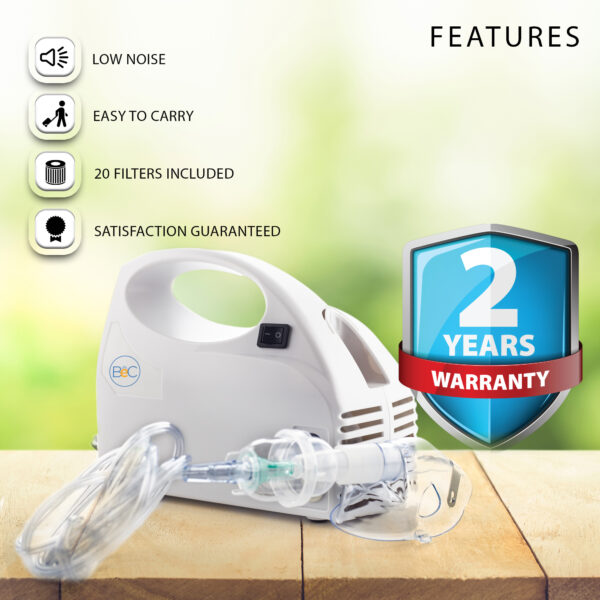 BeC Award-Winning Portable Nebulizer with 20 Filters, Adult and Child Mask, Solution Cup, Mouthpiece and Carrying Case! For Kids and Adults! - Image 3