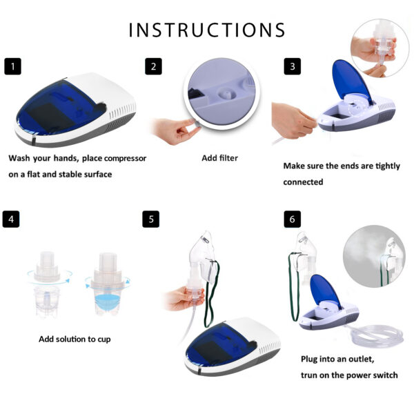 Nebulizer with 20 Filters, Carrying Case, 1 Adult Mask, 1 Child Mask, Solutions Cup! ***INCLUDES Shelf Compartment to Easily Store Accessories for Travel! - Image 3