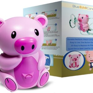 Weezy Pig Children's Nebulizer includes 5 Filters, Travel Case, 2 masks (1 adult and 1 child), additional mouthpiece, Solutions cup and tubing