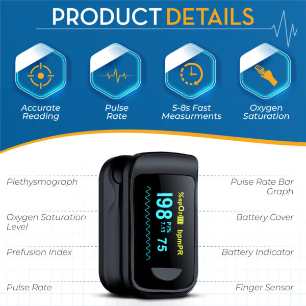BeC Oximeter - Includes 2x AAA, lanyard and user manual. For Adults and Children - Image 5
