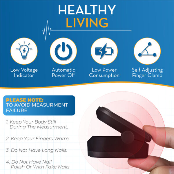 BeC Oximeter - Includes 2x AAA, lanyard and user manual. For Adults and Children - Image 6