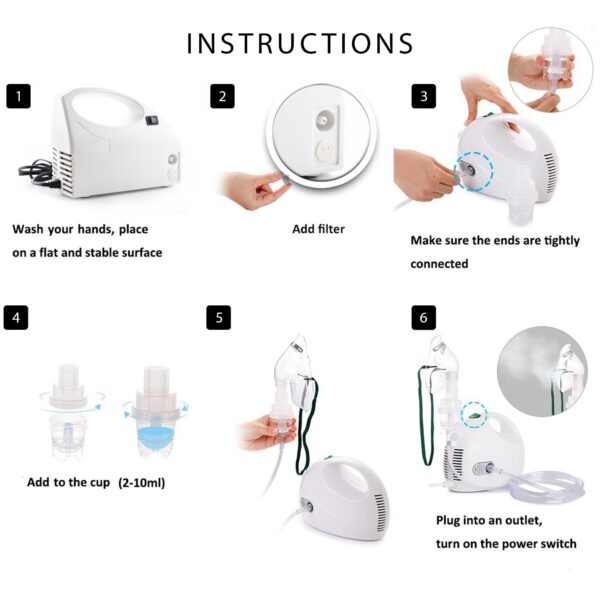 BeC Award-Winning Portable Nebulizer with 20 Filters, Adult and Child Mask, Solution Cup, Mouthpiece and Carrying Case! For Kids and Adults! - Image 7